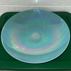 Murano 16” Diameter Turquoise Iridescent YALOS CASA Art Glass Bowl